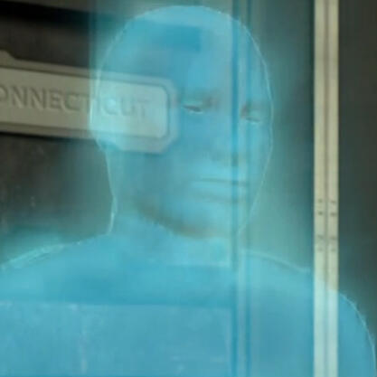 a screenshot of gary's hologram from season 10